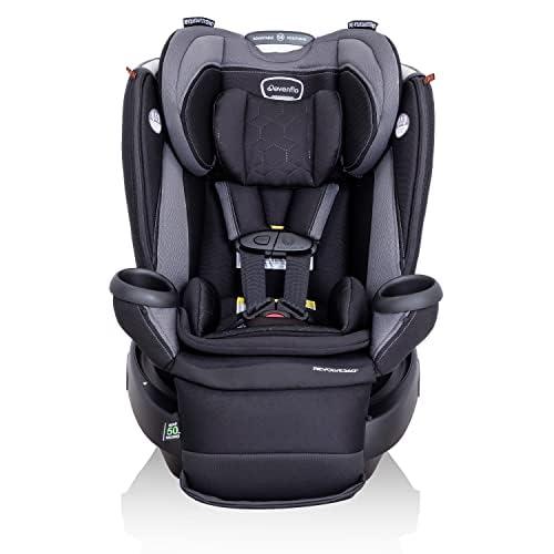 imageEvenflo Revolve360 Extend Convertible Car Seat with 360 Degree Rotation Extended RearFacing ForwardFacing Booster Mode and Secure Latch Install Rowe PinkRevere Gray
