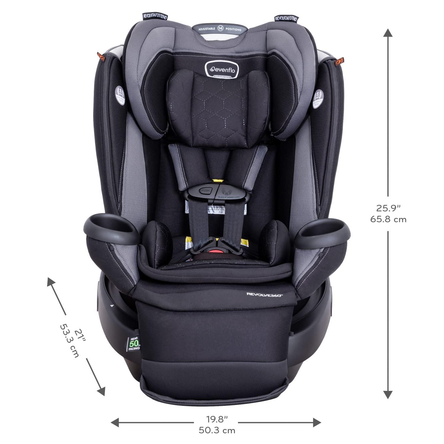 imageEvenflo Revolve360 Extend Convertible Car Seat with 360 Degree Rotation Extended RearFacing ForwardFacing Booster Mode and Secure Latch Install Rowe PinkRowe Pink
