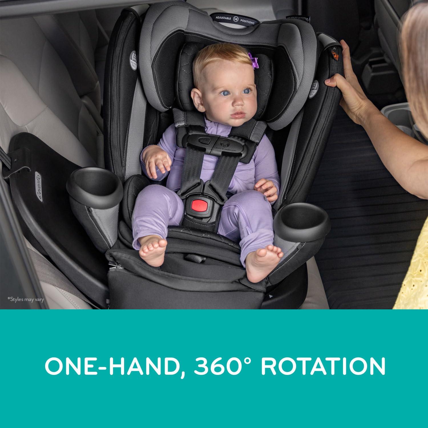 imageEvenflo Revolve360 Extend Convertible Car Seat with 360 Degree Rotation Extended RearFacing ForwardFacing Booster Mode and Secure Latch Install Rowe PinkRowe Pink