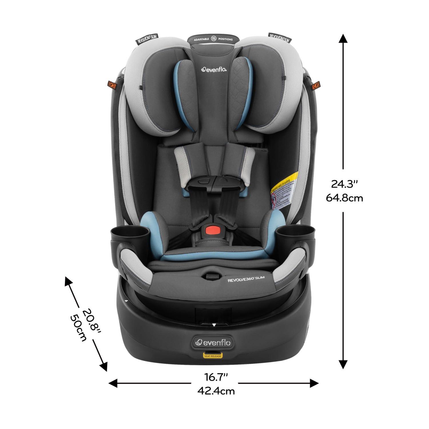 imageEvenflo Revolve360 Slim 2in1 Rotational Car Seat with Quick Clean Cover Salem BlackStow Blue