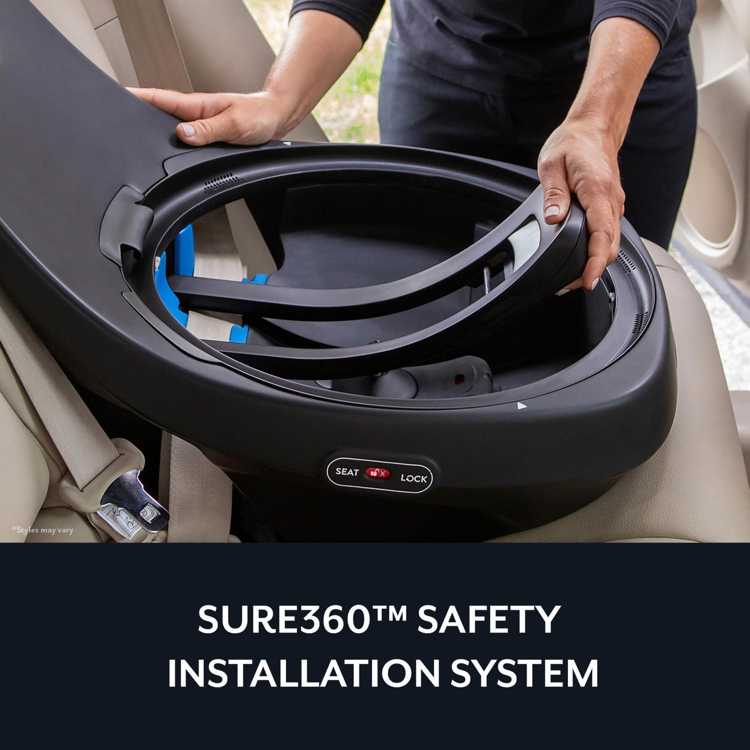 imageEvenflo Revolve360 Slim 2in1 Rotational Car Seat with Quick Clean Cover Salem BlackStow Blue