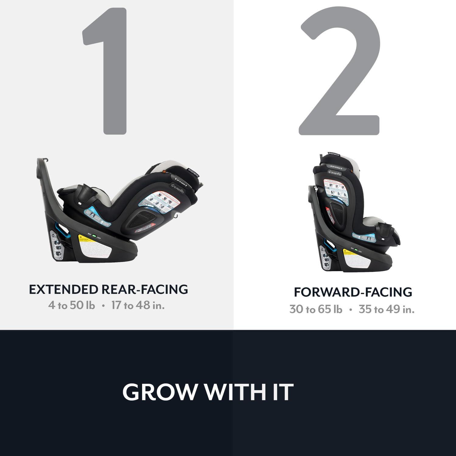 imageEvenflo Revolve360 Slim 2in1 Rotational Car Seat with Quick Clean Cover Salem BlackSutton Purple