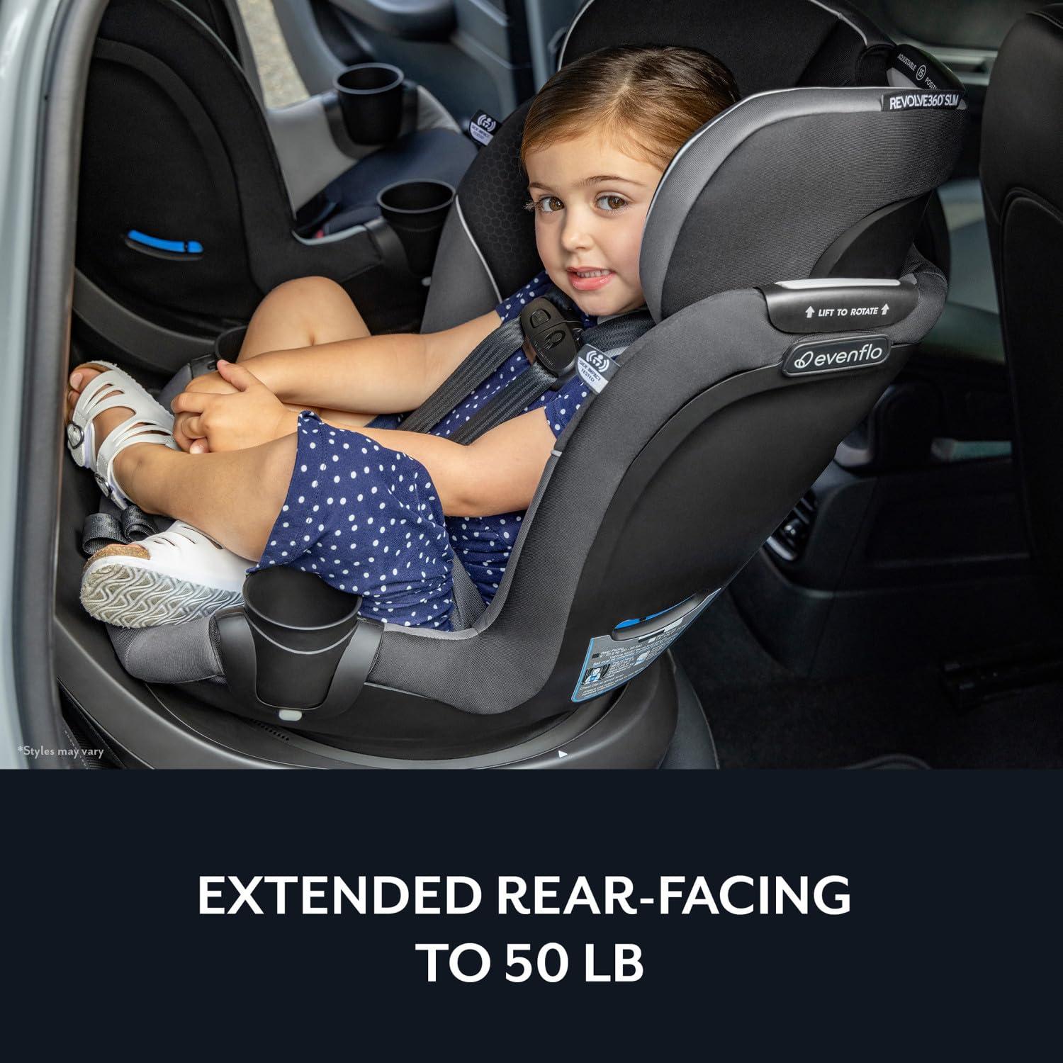 imageEvenflo Revolve360 Slim 2in1 Rotational Car Seat with Quick Clean Cover Salem BlackSutton Purple