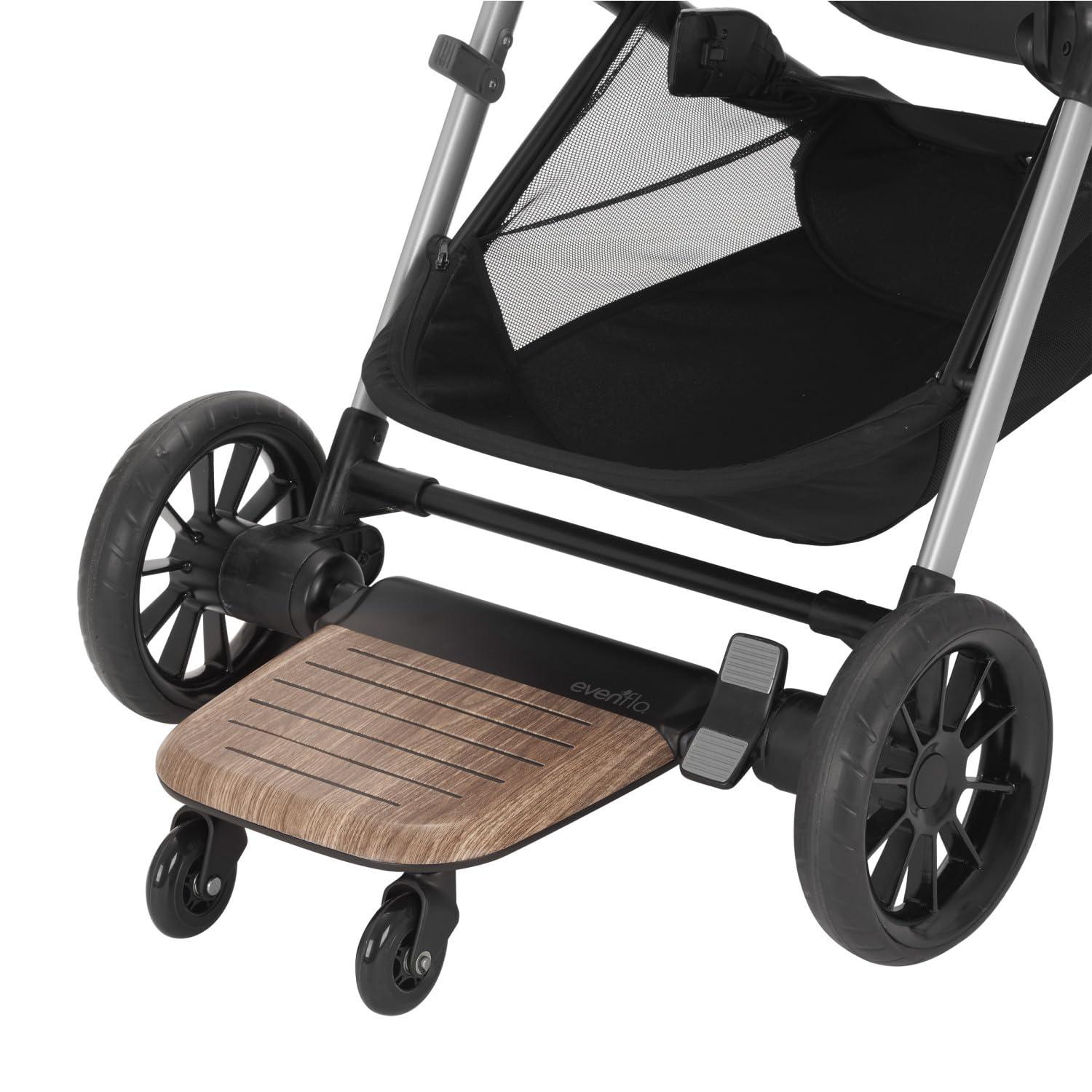 imageEvenflo Stroller Rider Board Convenient Riding Options NonSkid Surface SmoothRide Wheels Easy to Use Holds up to 50 Pounds No Additional Parts Needed Wood Grain One SizeStroller