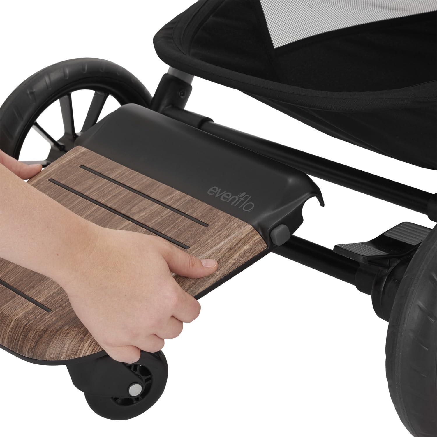 imageEvenflo Stroller Rider Board Convenient Riding Options NonSkid Surface SmoothRide Wheels Easy to Use Holds up to 50 Pounds No Additional Parts Needed Wood Grain One SizeStroller
