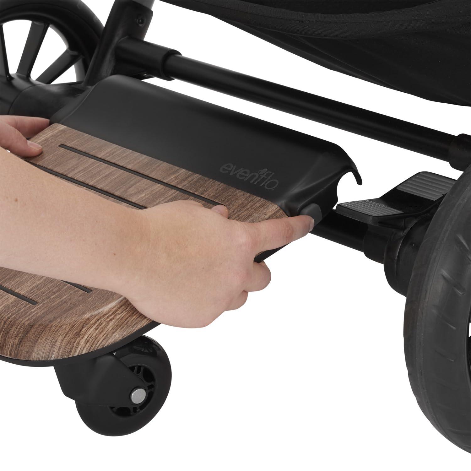 imageEvenflo Stroller Rider Board Convenient Riding Options NonSkid Surface SmoothRide Wheels Easy to Use Holds up to 50 Pounds No Additional Parts Needed Wood Grain One SizeStroller