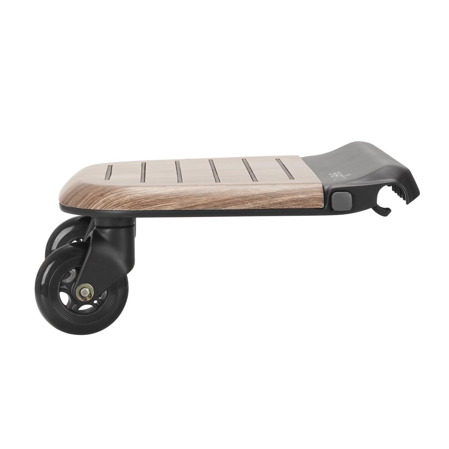 imageEvenflo Stroller Rider Board Convenient Riding Options NonSkid Surface SmoothRide Wheels Easy to Use Holds up to 50 Pounds No Additional Parts Needed Wood Grain One SizeStroller