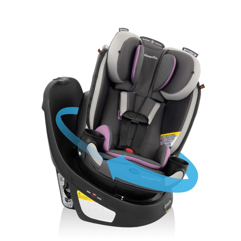 imageEvenflo Revolve360 Slim 2in1 Rotational Car Seat with Quick Clean Cover Salem BlackSutton Purple