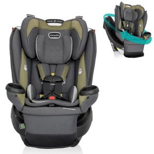 Evenflo Revolve360 Extend Convertible Car Seat with 360 Degree Rotation, Extended Rear-Facing, Forward-Facing, Booster Mode, and Secure Latch Install, Rowe Pink(Rockland Green)